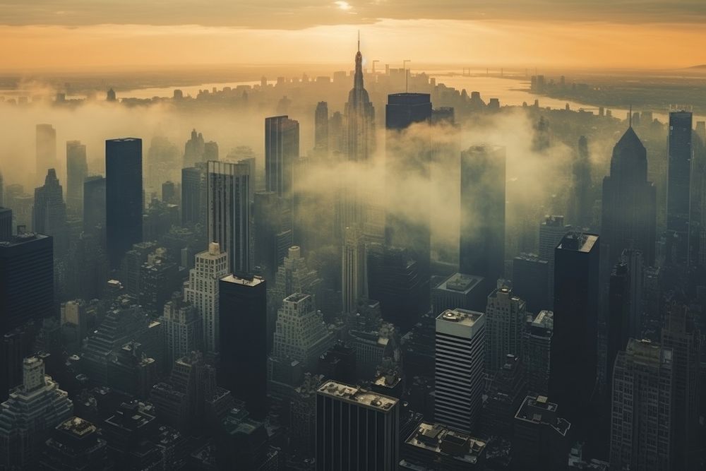City architecture cityscape pollution. AI generated Image by rawpixel.