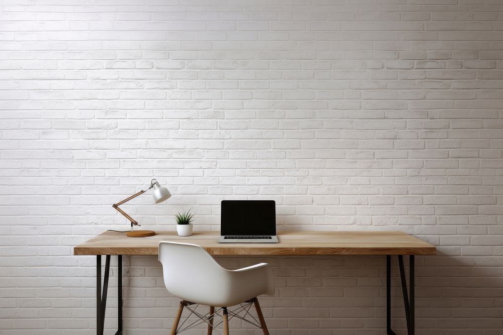 Computer desk wall architecture. AI | Premium Photo - rawpixel