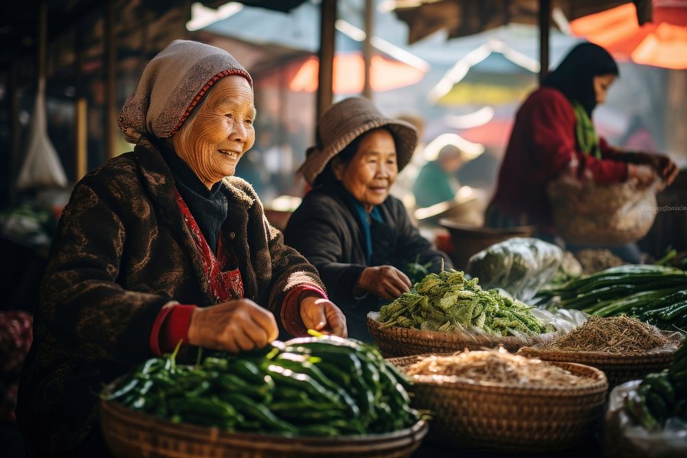 Market buying adult togetherness. AI generated Image by rawpixel.