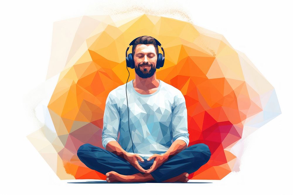 Meditating headphones sitting sports. AI generated Image by rawpixel.