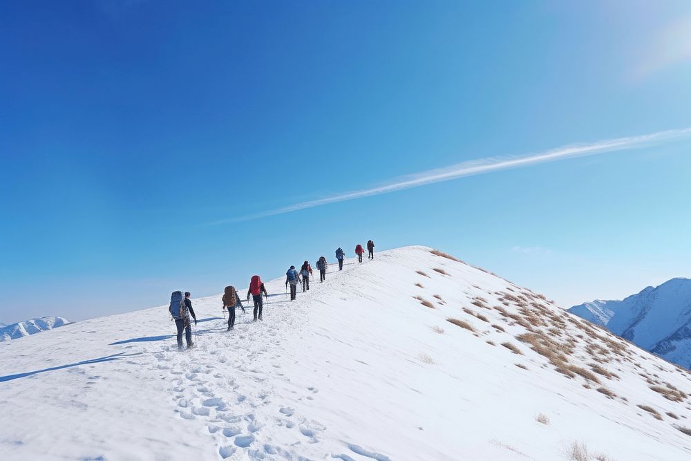 Hiking snow recreation adventure. AI generated Image by rawpixel.