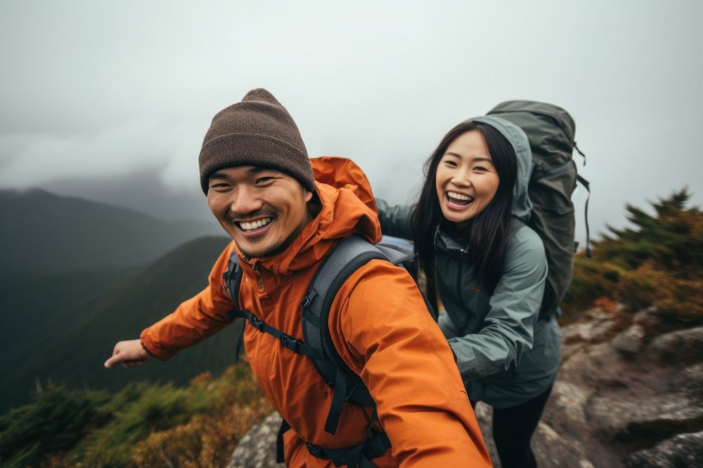 Backpacking recreation adventure laughing. AI generated Image by rawpixel.