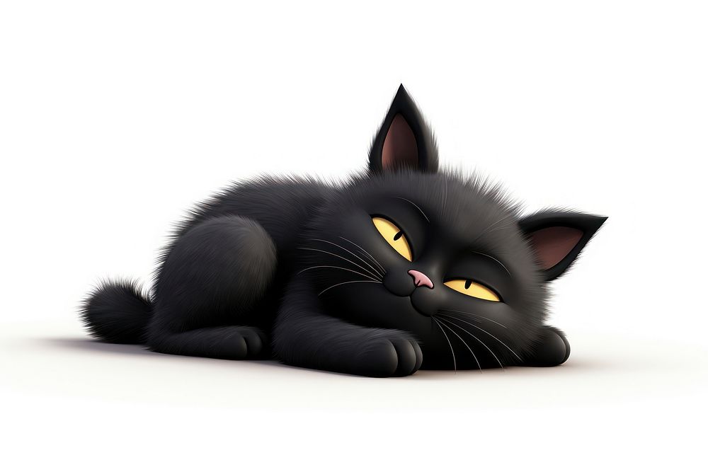 A Black cat sleeping cartoon animal mammal. AI generated Image by rawpixel.