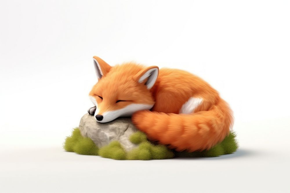 Fox wildlife sleeping cartoon. AI generated Image by rawpixel.