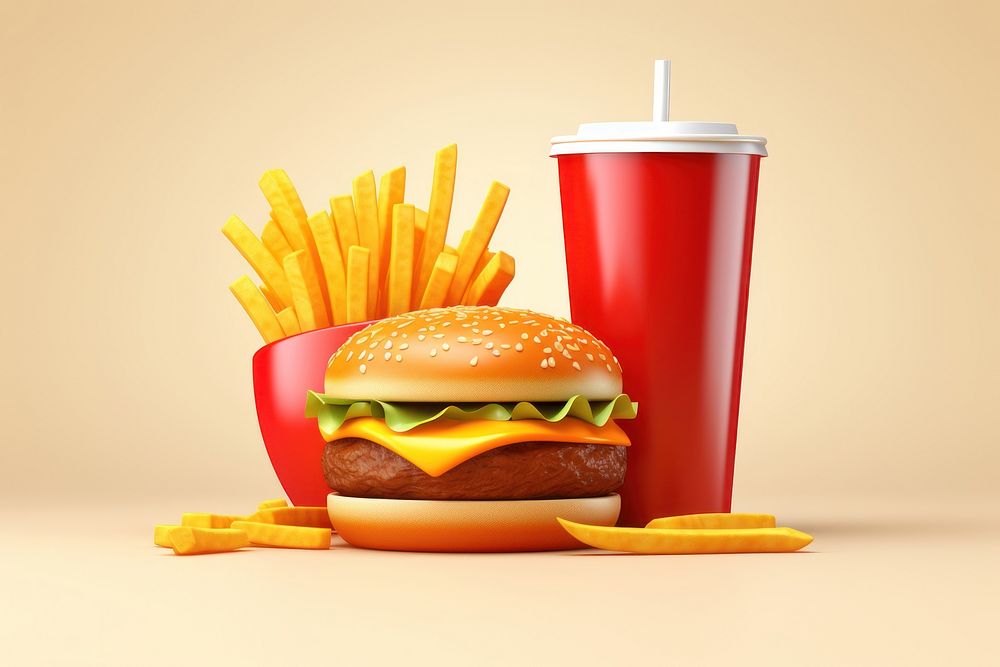 Ketchup burger fries food. AI | Free Photo Illustration - rawpixel