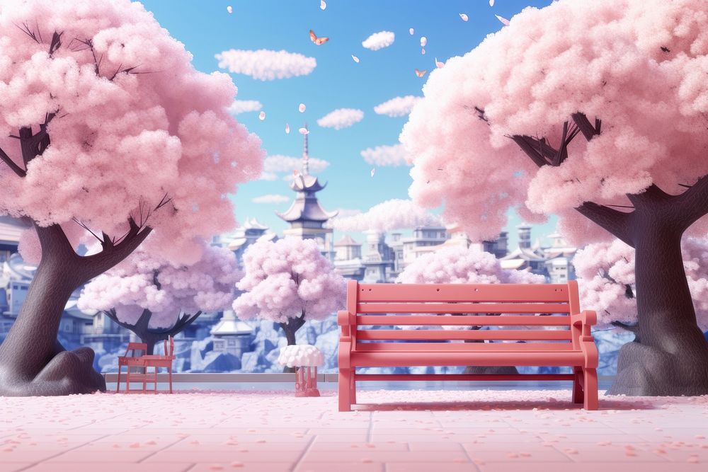 Sakura outdoors blossom cartoon. AI generated Image by rawpixel.