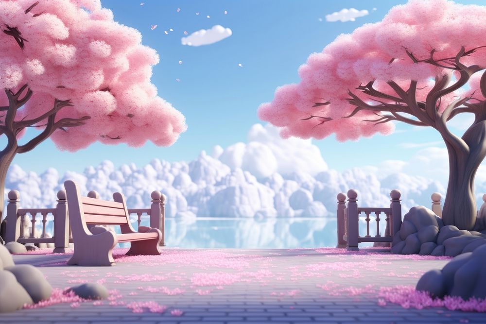 Sakura outdoors cartoon nature. AI generated Image by rawpixel.