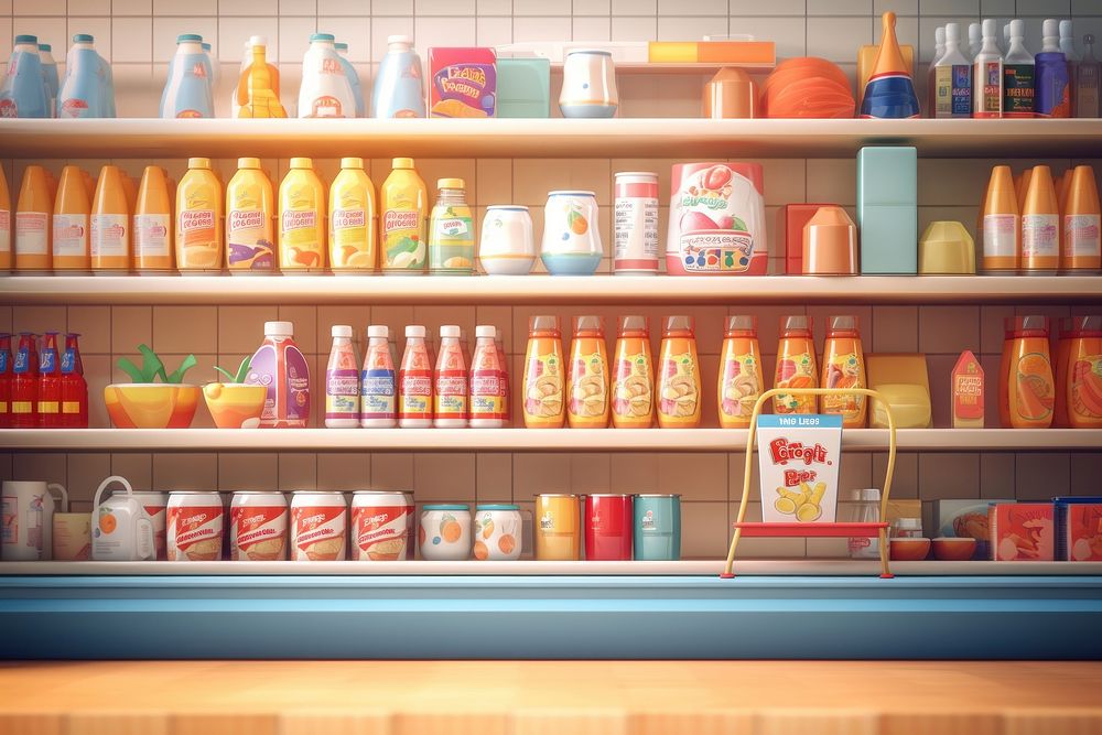 Shelf supermarket refrigerator arrangement. AI generated Image by rawpixel.