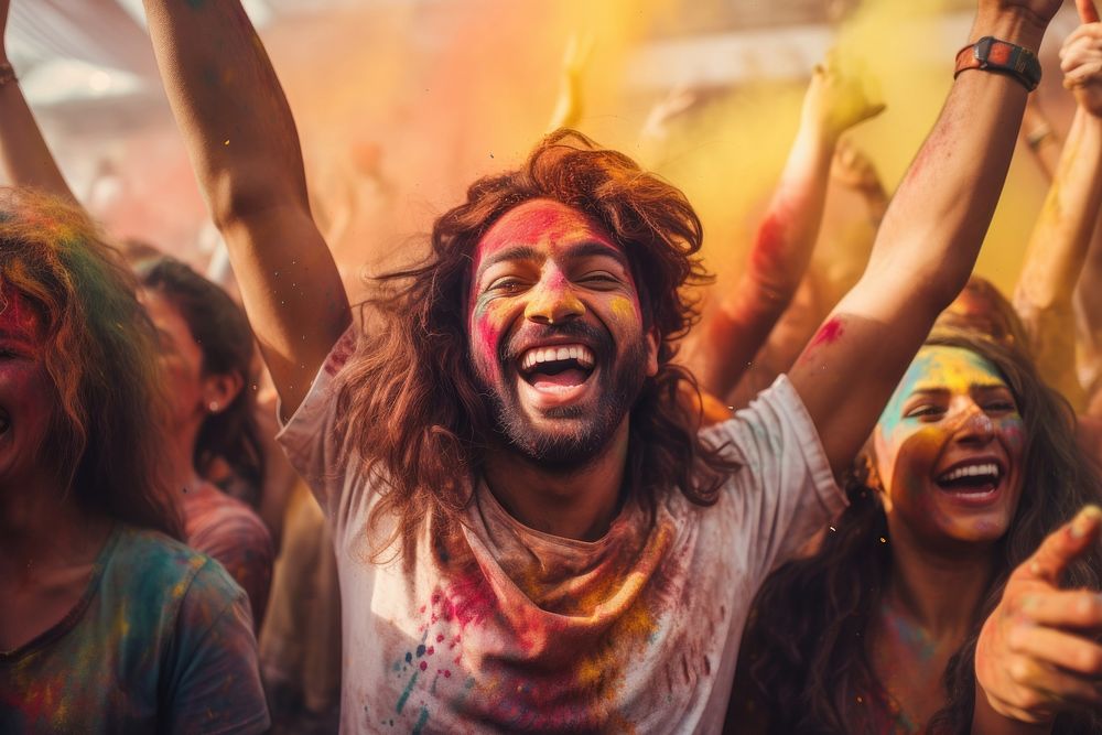 Festival holi celebrating laughing. AI generated Image by rawpixel.