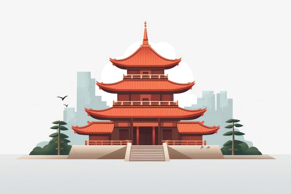 Temple architecture building pagoda. AI generated Image by rawpixel.