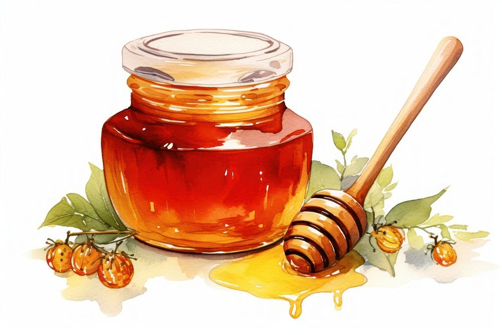 Honey food jar white background. AI generated Image by rawpixel.