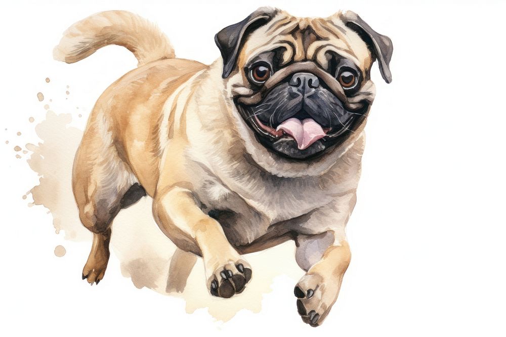 Pug dog drawing mammal. AI generated Image by rawpixel.