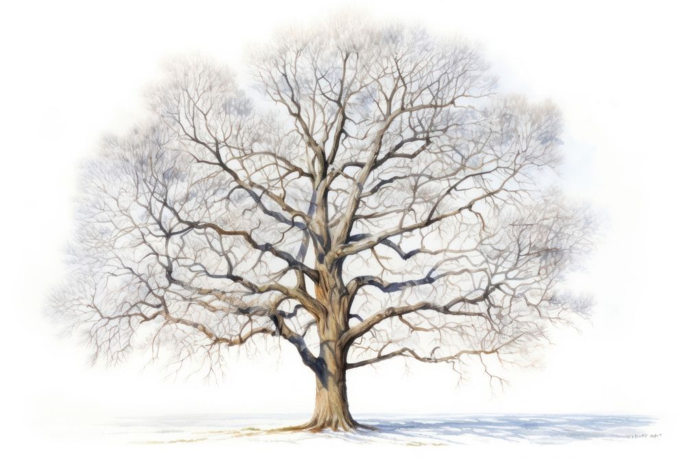 Drawing tree winter sketch. AI generated Image by rawpixel.