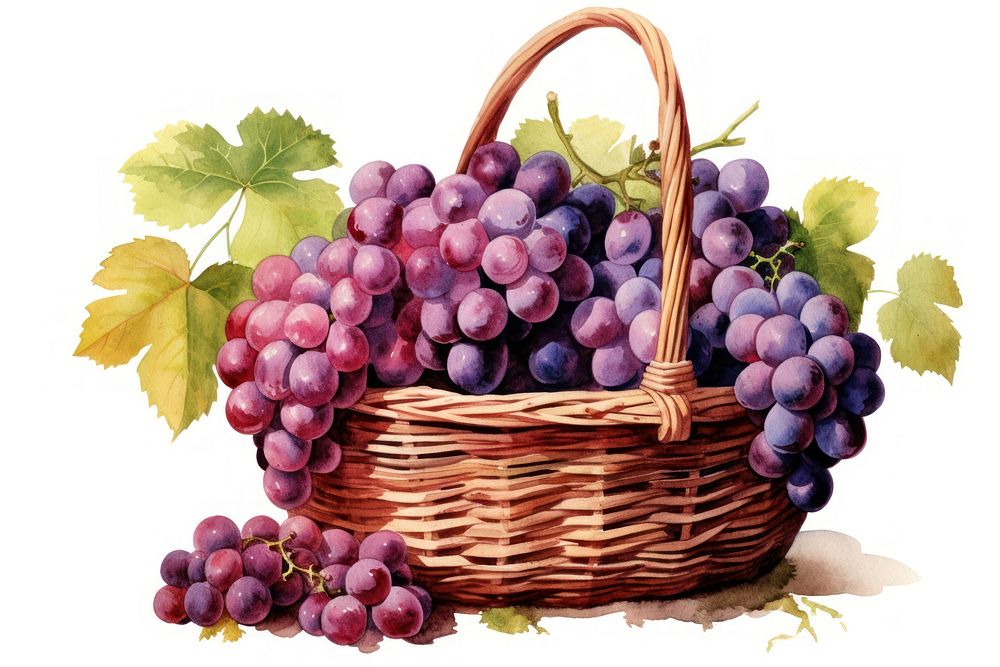 Basket grapes fruit plant. AI generated Image by rawpixel.