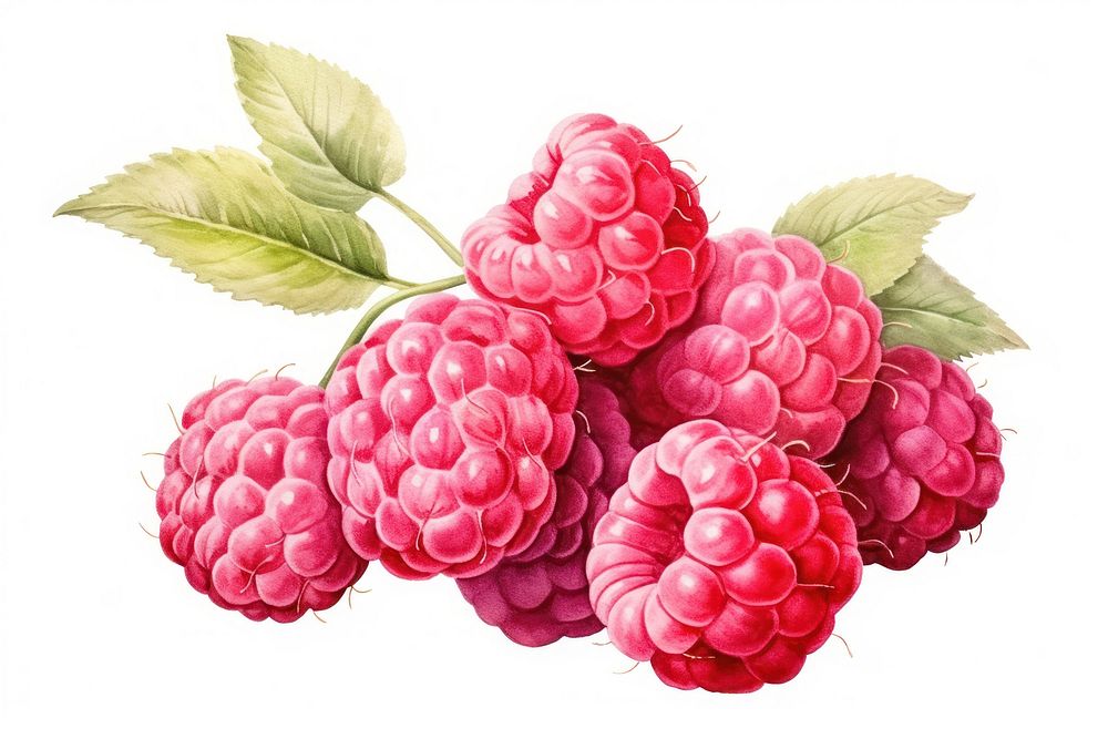 Raspberry berries fruit plant. AI generated Image by rawpixel.