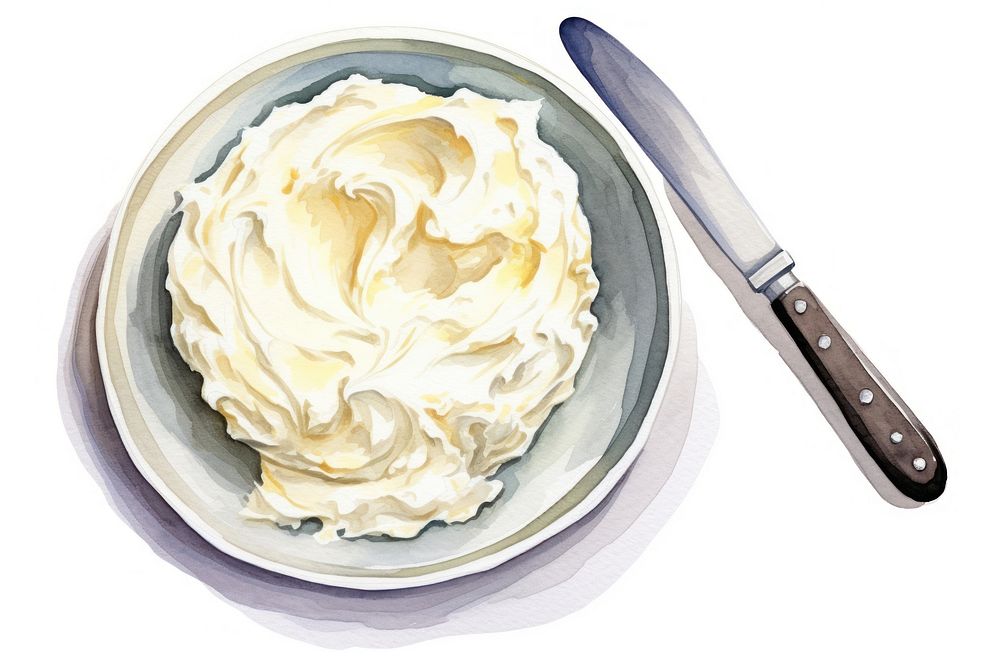 Cream dessert butter plate. AI generated Image by rawpixel.
