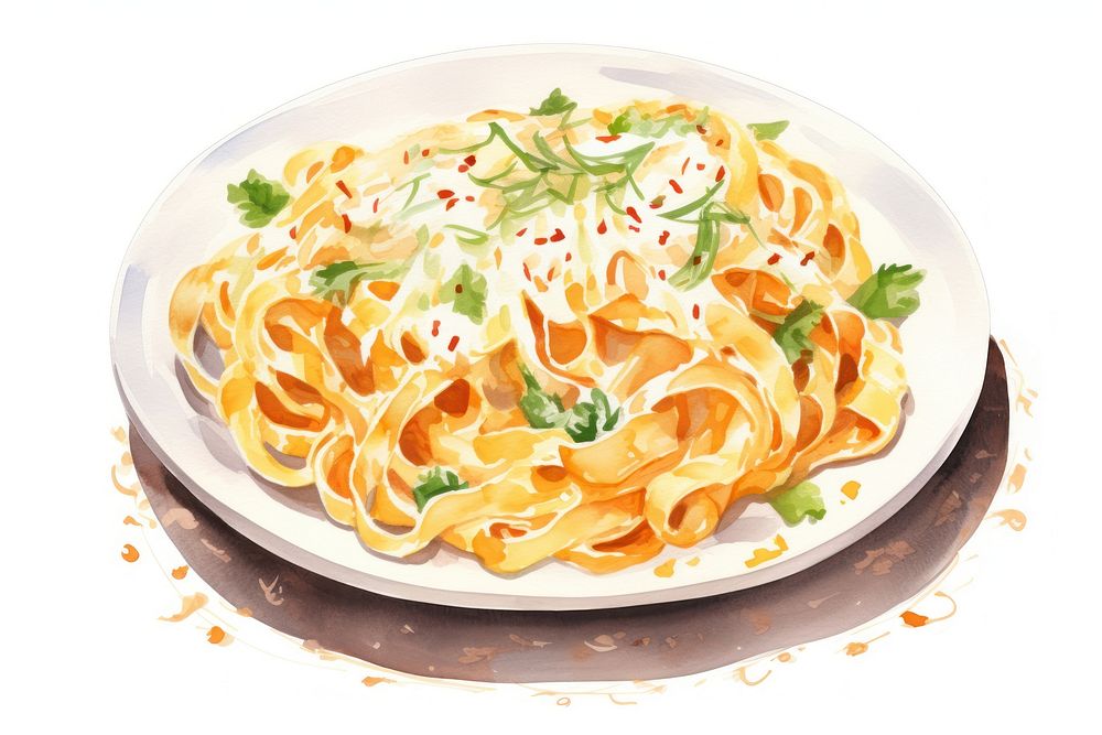Fettuccine pasta plate food. AI generated Image by rawpixel.