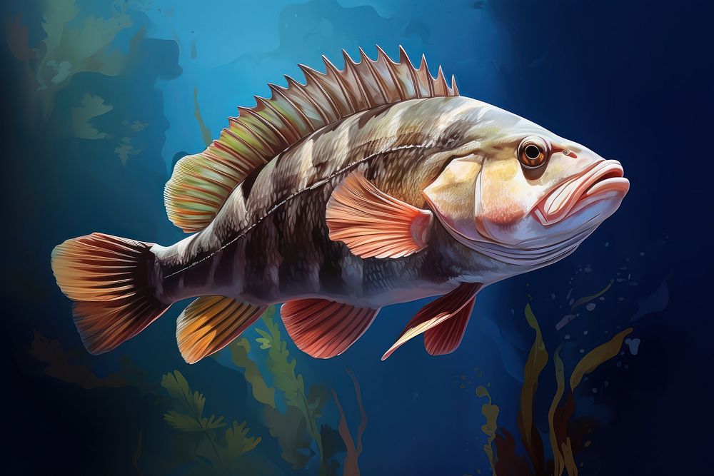 Fish animal perch pomacentridae. AI generated Image by rawpixel.