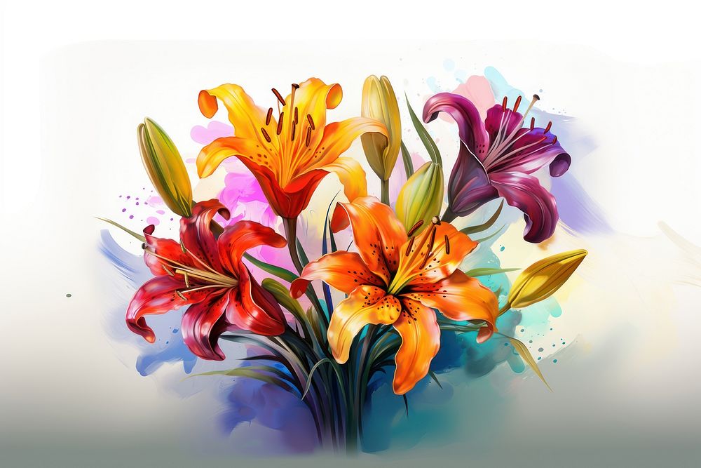 Painting flower plant lily. AI generated Image by rawpixel.