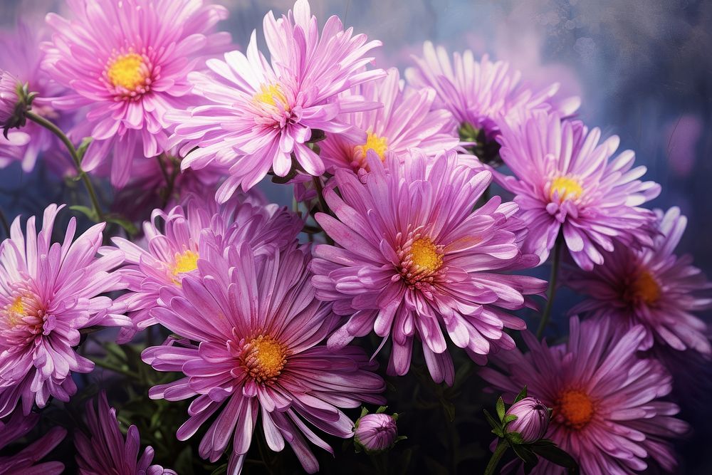 Aster backgrounds outdoors blossom. AI generated Image by rawpixel.