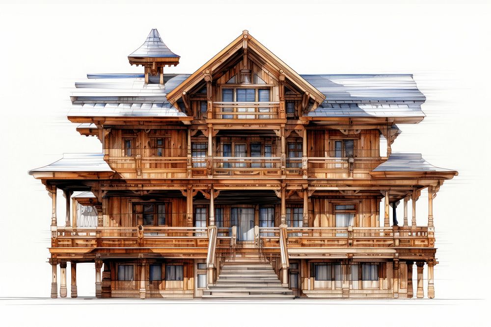 Architecture wood building outdoors. AI generated Image by rawpixel.
