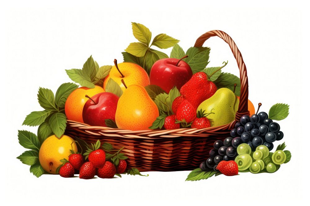 Basket fruit strawberry blueberry. AI generated Image by rawpixel.