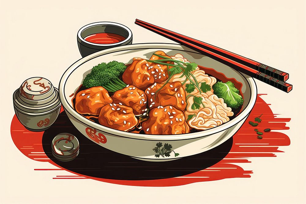 Chopsticks food meal dish. AI generated Image by rawpixel.