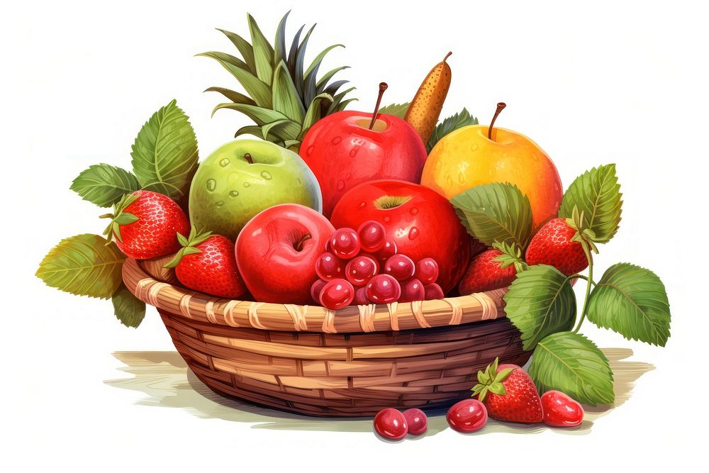 Basket fruit strawberry pineapple. AI generated Image by rawpixel.
