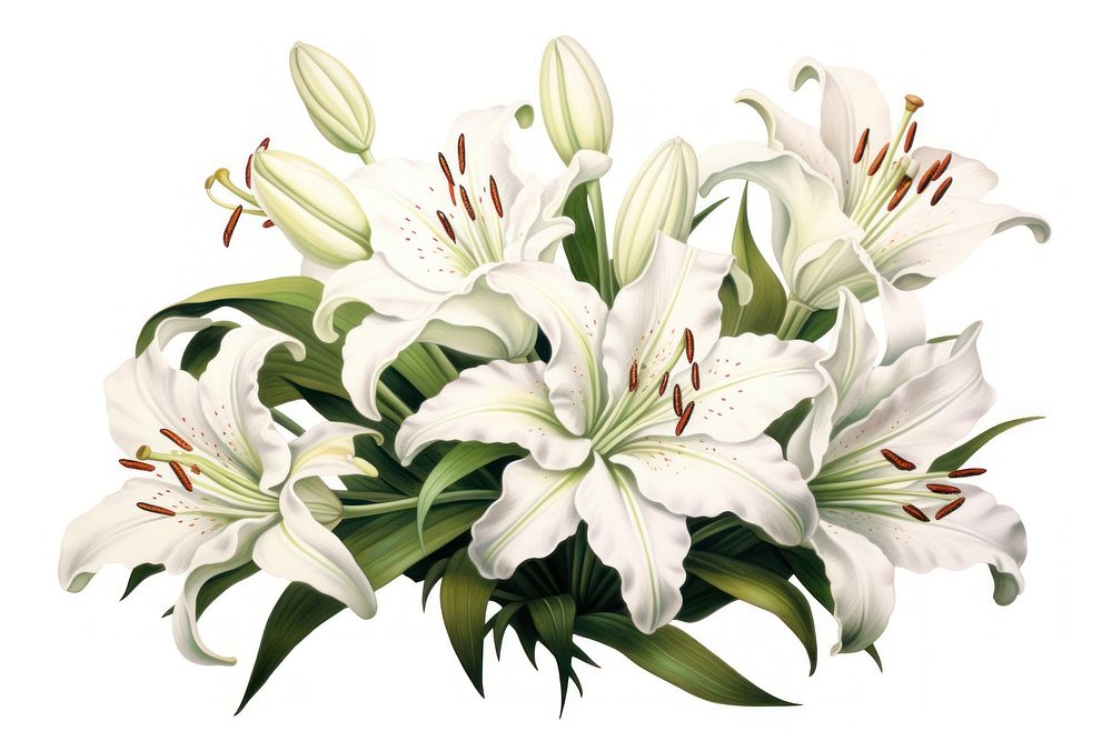 Flower plant white lily. AI generated Image by rawpixel.