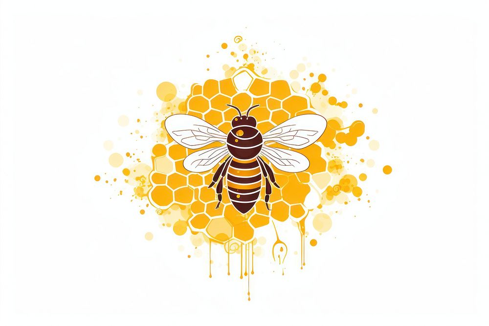 Honey bee drawing insect. AI generated Image by rawpixel.