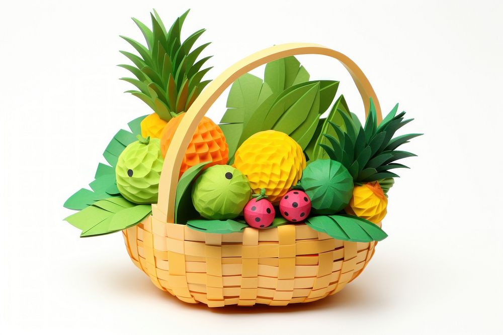 Basket fruit pineapple plant. AI generated Image by rawpixel.
