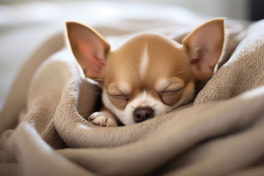 Dog chihuahua sleeping blanket. 