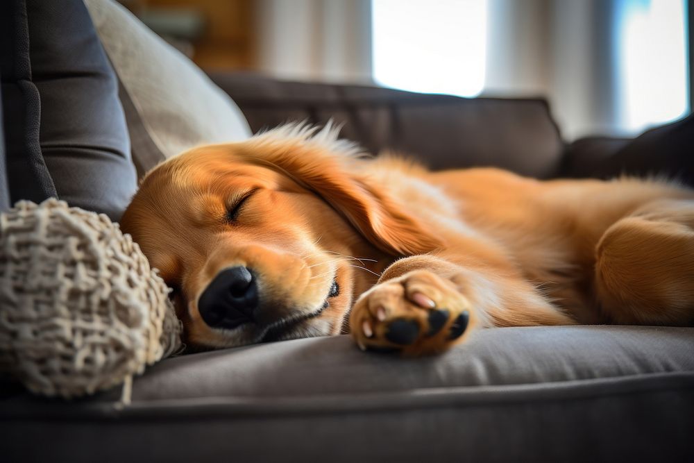 Sleeping dog retriever furniture. AI generated Image by rawpixel.