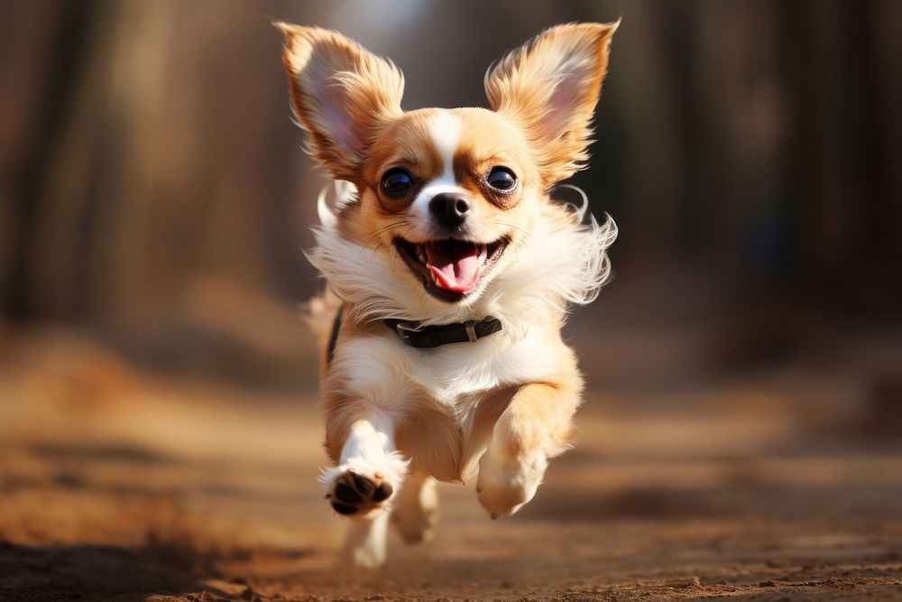 Chihuahua dog papillon running. AI generated Image by rawpixel.