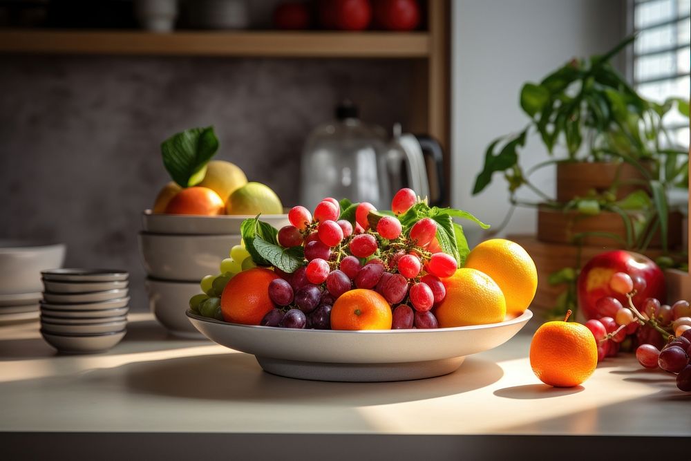 Fruit kitchen table plate. AI generated Image by rawpixel.