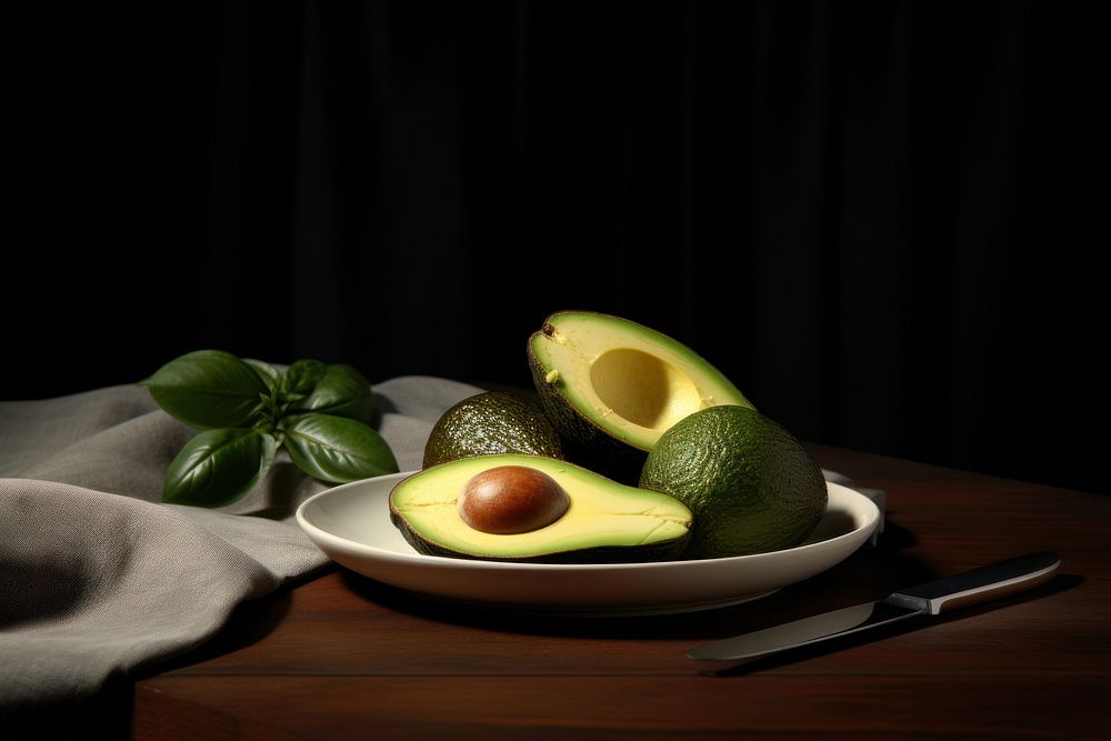 Avocado fruit table plate. AI generated Image by rawpixel.