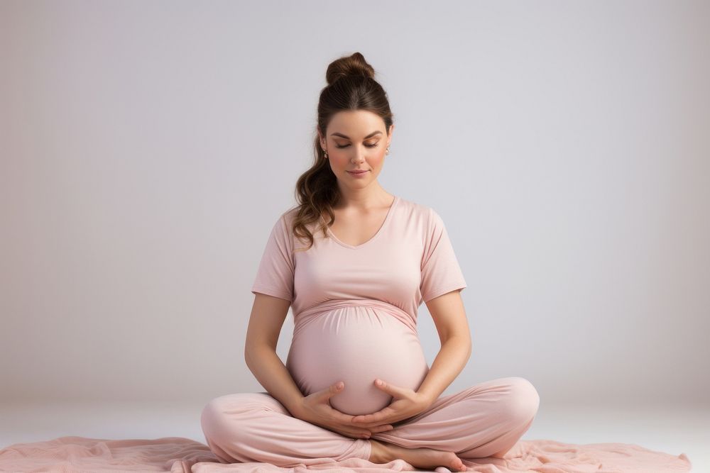 Yoga pregnant sitting adult. AI generated Image by rawpixel.