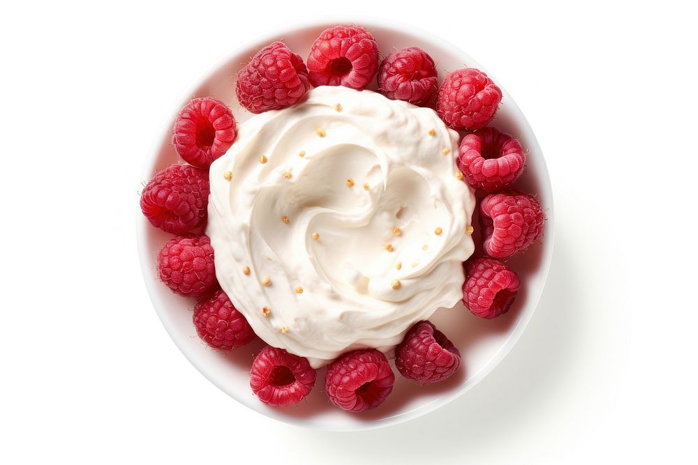 Cream raspberry dessert fruit. AI generated Image by rawpixel.