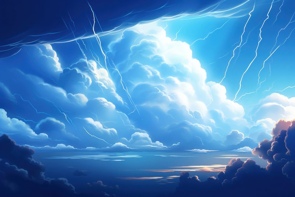 Cloud sky thunderstorm lightning. AI generated Image by rawpixel.