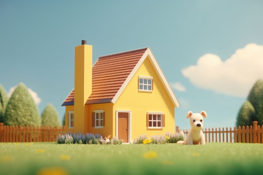 House lawn dog architecture. AI generated Image by rawpixel.