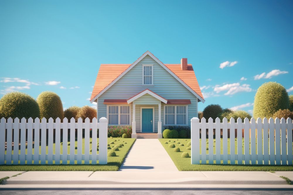 Outdoors house fence lawn. AI generated Image by rawpixel.