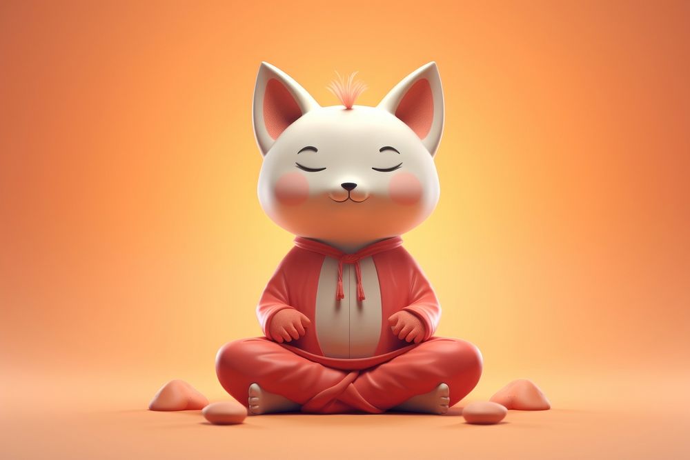 Figurine cartoon cute yoga. AI generated Image by rawpixel.