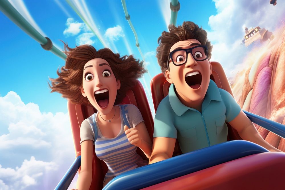 Joy men amusement park togetherness. AI generated Image by rawpixel.