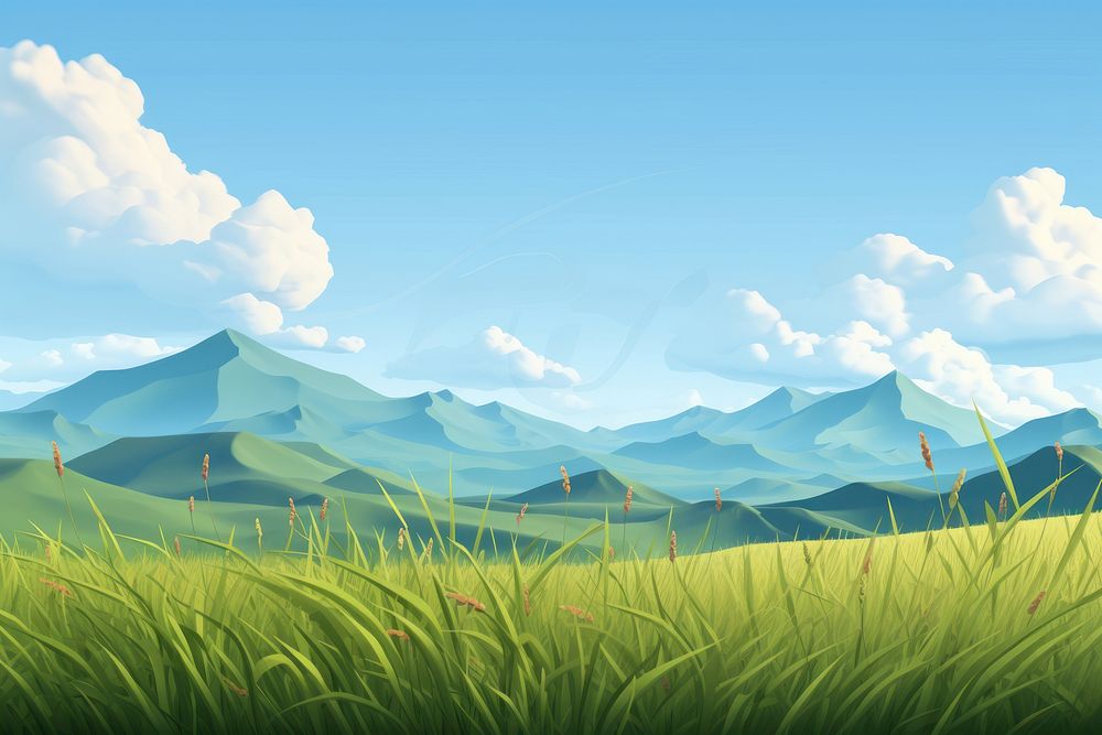 Grass sky backgrounds landscape. AI generated Image by rawpixel.