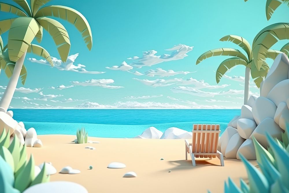 Beach outdoors cartoon nature. AI generated Image by rawpixel.