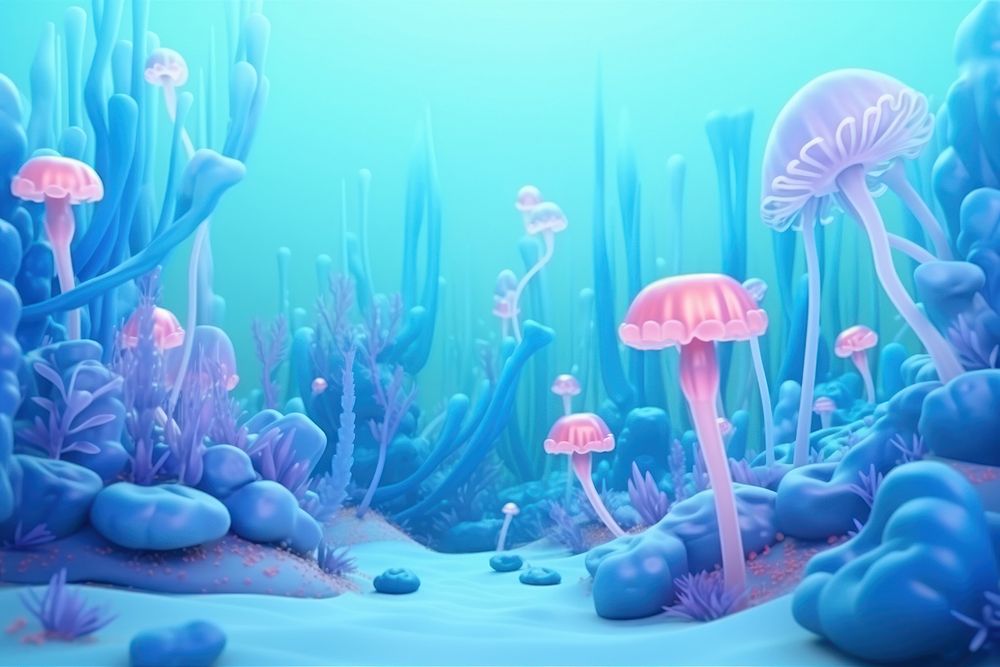 Sea underwater jellyfish undersea. AI generated Image by rawpixel.