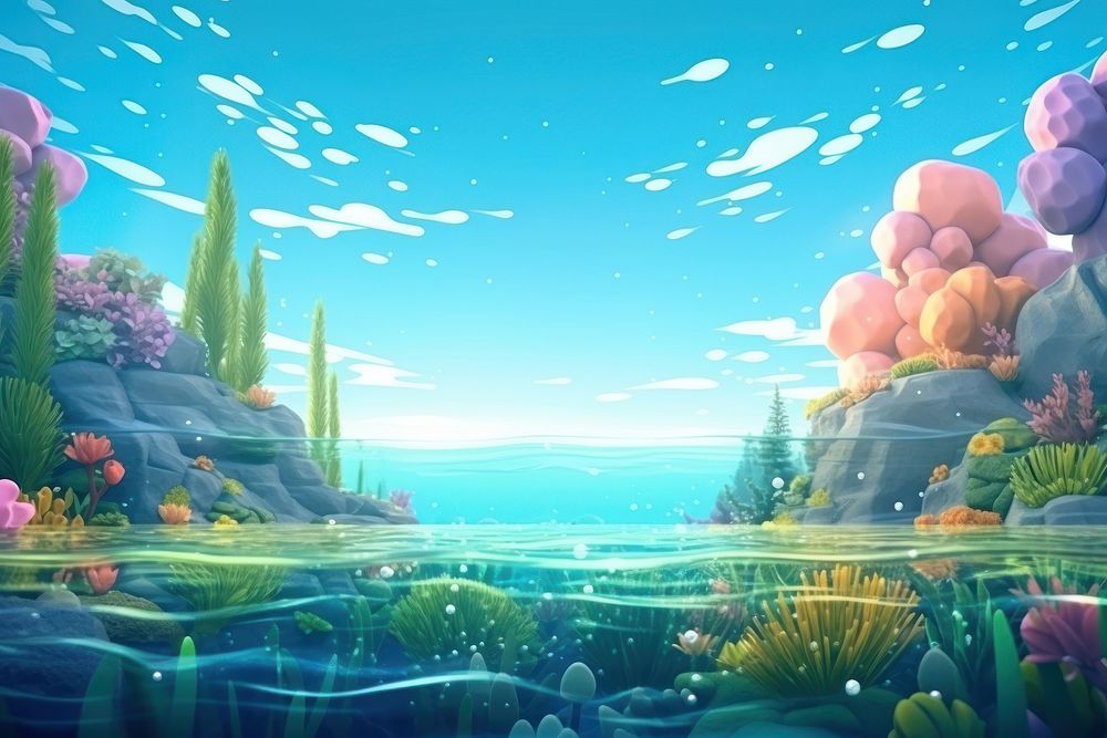 Landscape underwater outdoors cartoon. 