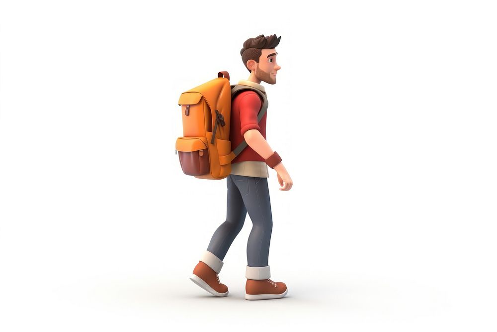 Backpack cartoon bag white background. AI generated Image by rawpixel.