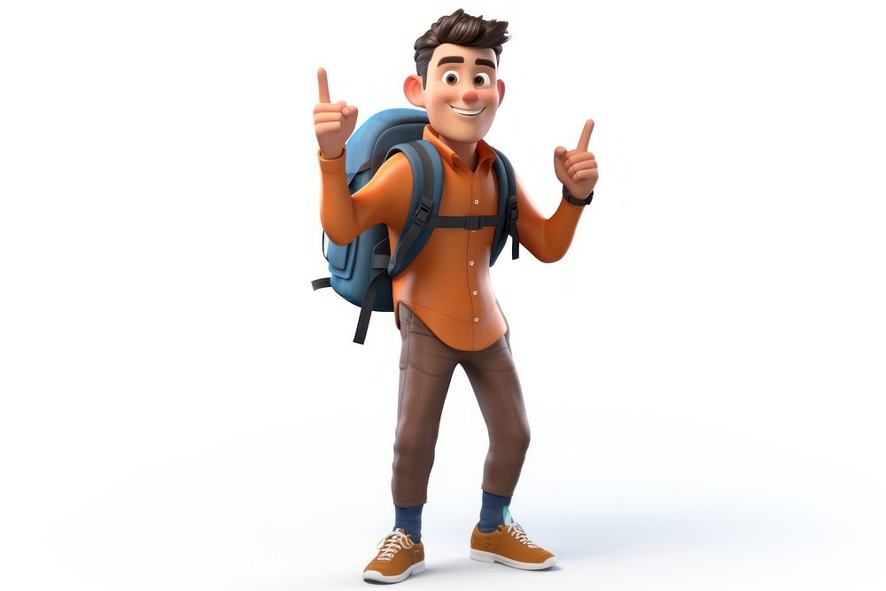 Backpack cartoon white background happiness. AI generated Image by rawpixel.