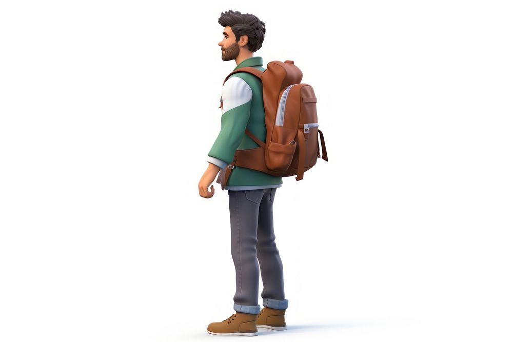 Backpack cartoon bag white background. AI generated Image by rawpixel.